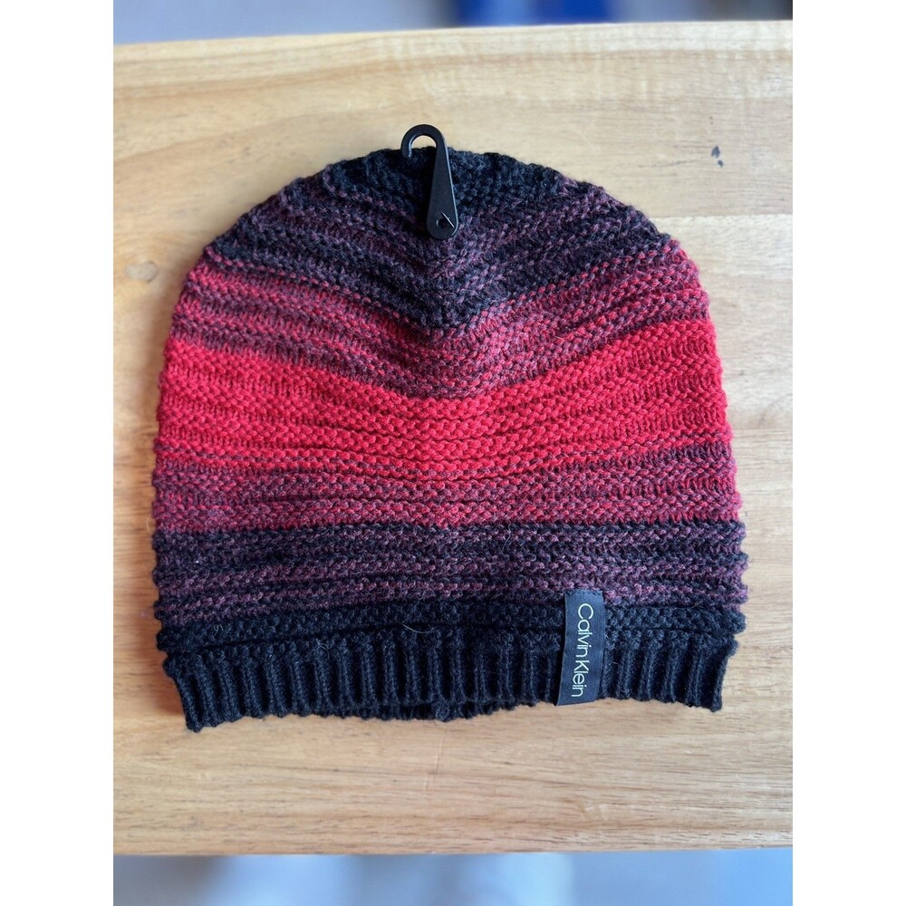 NWT Rare Calvin Klein Women's Marled Purple Red Pink Color Block Beanie
